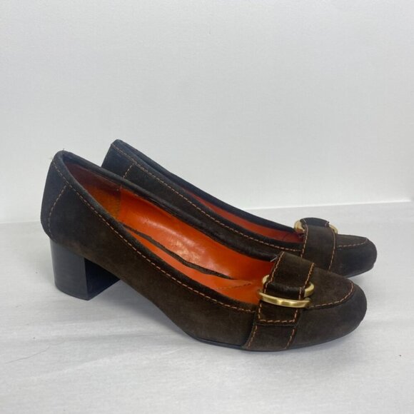 Vintage Enzo Angiolini Brown Suede Block Heels - Picture 1 of 11